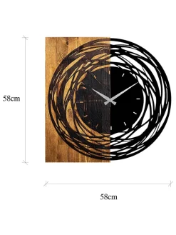 ABERTO DESIGN Wanddekoration<Wanduhr in Schwarz/ Hellbraun - (B)58 x (H)58 cm