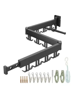 relaxdays Wäschekörbe & -Ständer<Wand-Wäscheständer in Schwarz