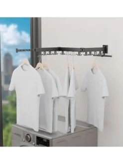 relaxdays Wäschekörbe & -Ständer<Wand-Wäscheständer in Schwarz