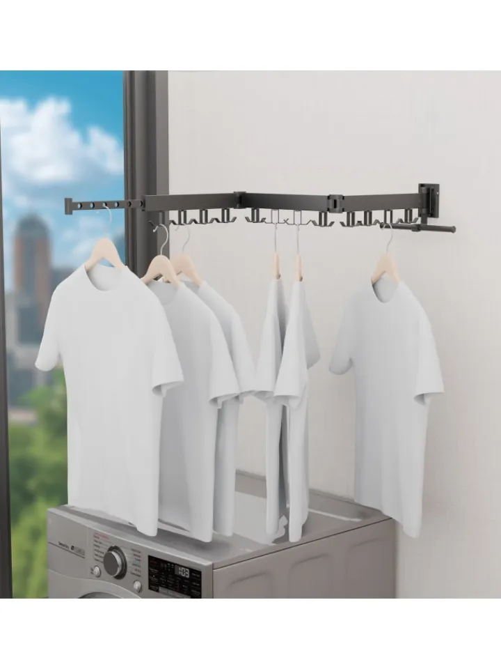 relaxdays Wäschekörbe & -Ständer<Wand-Wäscheständer in Schwarz