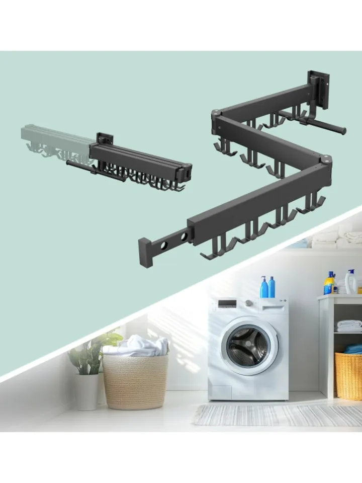 relaxdays Wäschekörbe & -Ständer<Wand-Wäscheständer in Schwarz