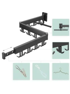 relaxdays Wäschekörbe & -Ständer<Wand-Wäscheständer in Schwarz