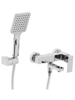 Beliani Badarmaturen<Wannenarmaturen BALNEARIO in Silber - (W) 19 x (H) 179 x (L) 14 cm