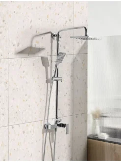 Beliani Badarmaturen<Wannenarmaturen CATAGENA in Silber - (W) 19 x (H) 93 cm