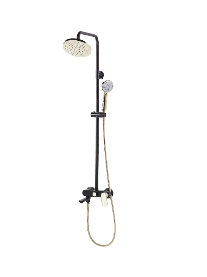 Beliani Badarmaturen<Wannenarmaturen GURARA in Schwarz/Gold - (W) 23 x (H) 83 x (L) 36 cm