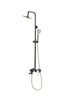 Beliani Badarmaturen<Wannenarmaturen GURARA in Schwarz/Gold - (W) 23 x (H) 83 x (L) 36 cm