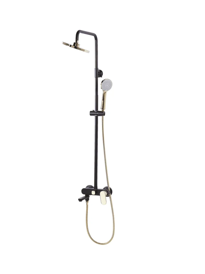 Beliani Badarmaturen<Wannenarmaturen GURARA in Schwarz/Gold - (W) 23 x (H) 83 x (L) 36 cm