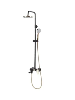 Beliani Badarmaturen<Wannenarmaturen GURARA in Schwarz/Gold - (W) 23 x (H) 83 x (L) 36 cm