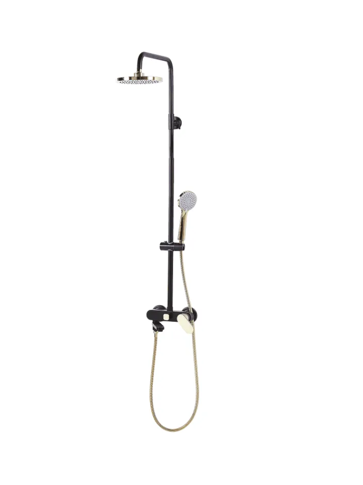 Beliani Badarmaturen<Wannenarmaturen GURARA in Schwarz/Gold - (W) 23 x (H) 83 x (L) 36 cm