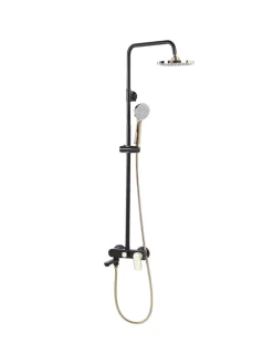 Beliani Badarmaturen<Wannenarmaturen GURARA in Schwarz/Gold - (W) 23 x (H) 83 x (L) 36 cm