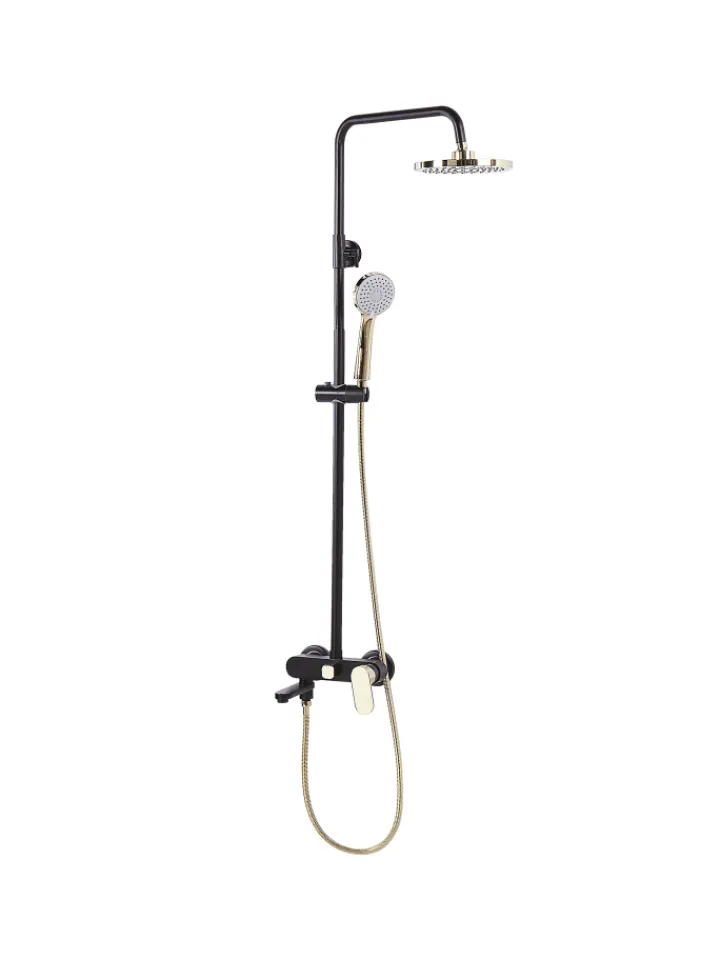 Beliani Badarmaturen<Wannenarmaturen GURARA in Schwarz/Gold - (W) 23 x (H) 83 x (L) 36 cm