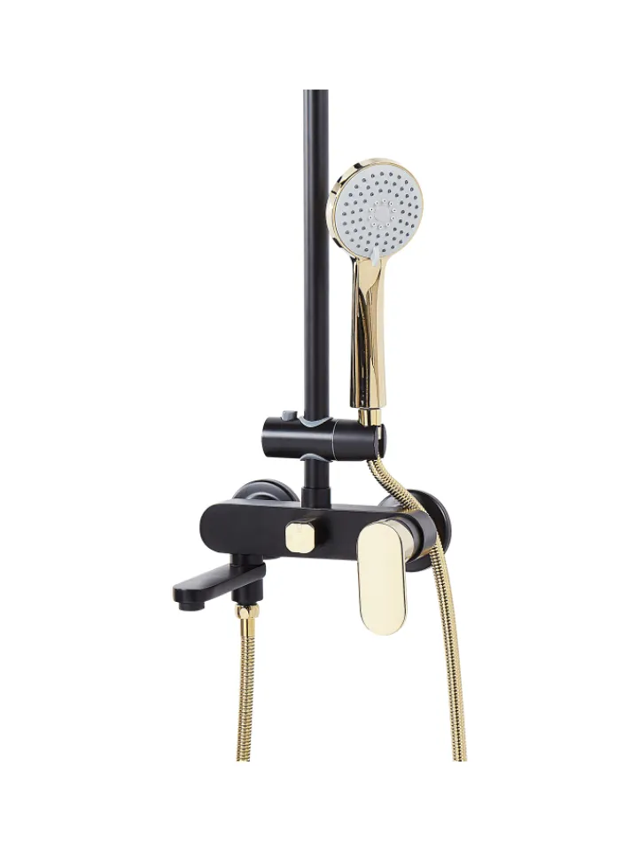 Beliani Badarmaturen<Wannenarmaturen GURARA in Schwarz/Gold - (W) 23 x (H) 83 x (L) 36 cm