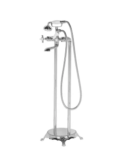 Beliani Badarmaturen<Wannenarmaturen HEBBE in Silber - (W) 27 x (H) 98 x (L) 10 cm