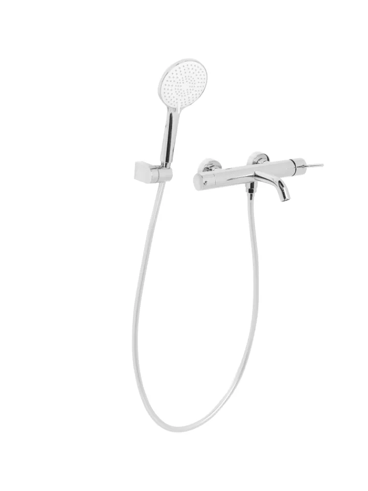 Beliani Badarmaturen<Wannenarmaturen MELIQUINA in Silber - (W) 31 x (H) 164 x (L) 12 cm