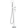 Beliani Badarmaturen<Wannenarmaturen TUGELA in Weiß/Silber - (W) 21 x (H) 116 x (L) 16 cm