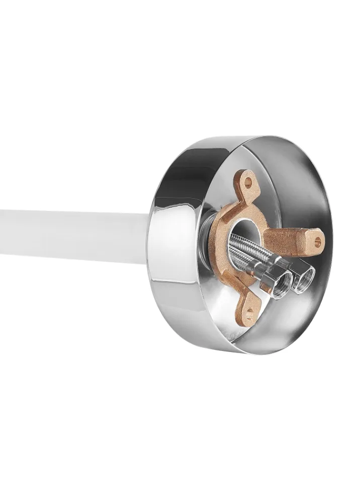 Beliani Badarmaturen<Wannenarmaturen TUGELA in Weiß/Silber - (W) 21 x (H) 116 x (L) 16 cm