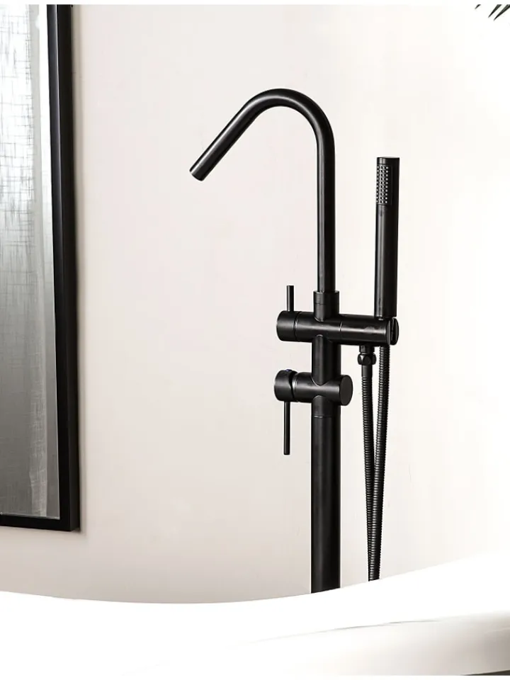 Beliani Badarmaturen<Wannenarmaturen VICTORIA in Schwarz - (W) 21 x (H) 118 x (L) 16 cm