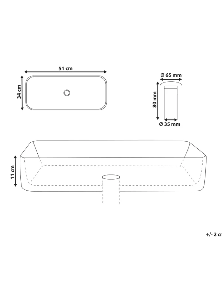 Beliani Badarmaturen<Waschbecken CHIVANA in Weiß - (W) 51 x (H) 11 x (L) 34 cm