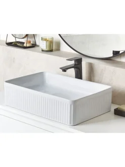 Beliani Badarmaturen<Waschbecken GELDO in Weiß - (W) 50 x (H) 13 x (L) 34 cm