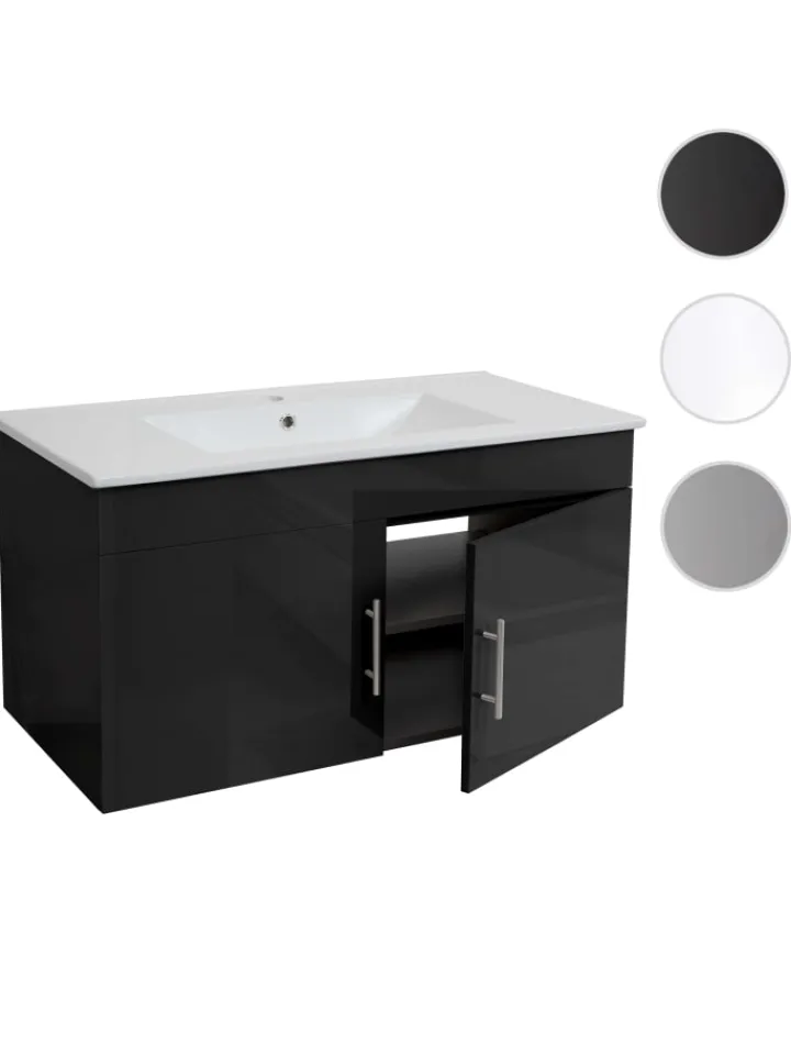 MCW Badezimmermöbel<Waschbecken mit Unterschrank D16, Schwarz