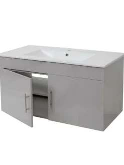 MCW Badmöbel<Waschbecken mit Unterschrank D16, Grau