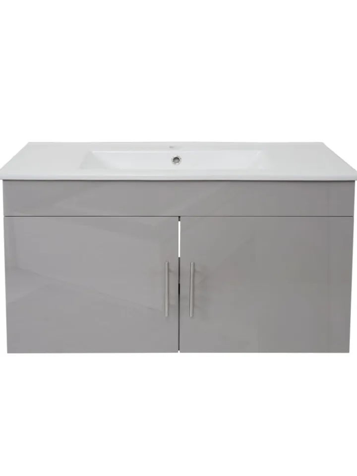 MCW Badmöbel<Waschbecken mit Unterschrank D16, Grau