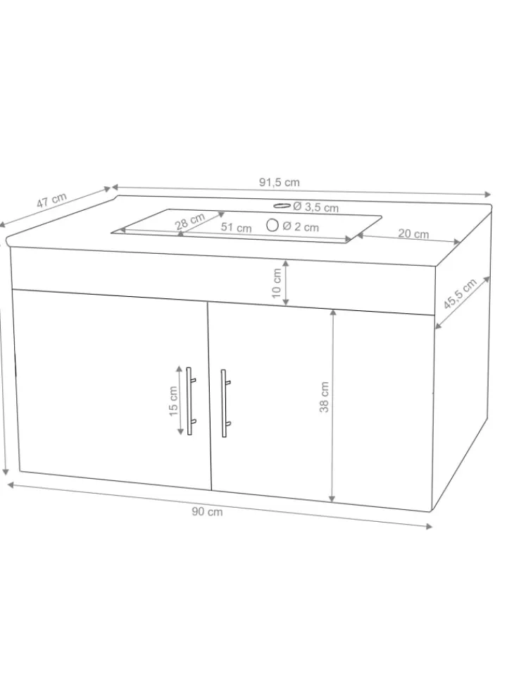 MCW Badmöbel<Waschbecken mit Unterschrank D16, Grau