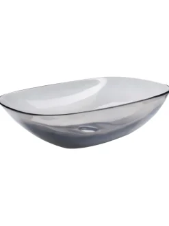 Beliani Badarmaturen<Waschbecken MOENGO in Transparent/Schwarz - (W) 54 x (H) 15 x (L) 36 cm