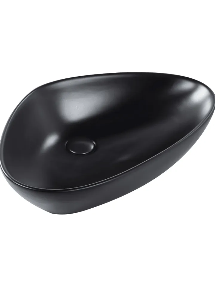Beliani Badarmaturen<Waschbecken TIRIG in Schwarz - (W) 60 x (H) 14 x (L) 39 cm
