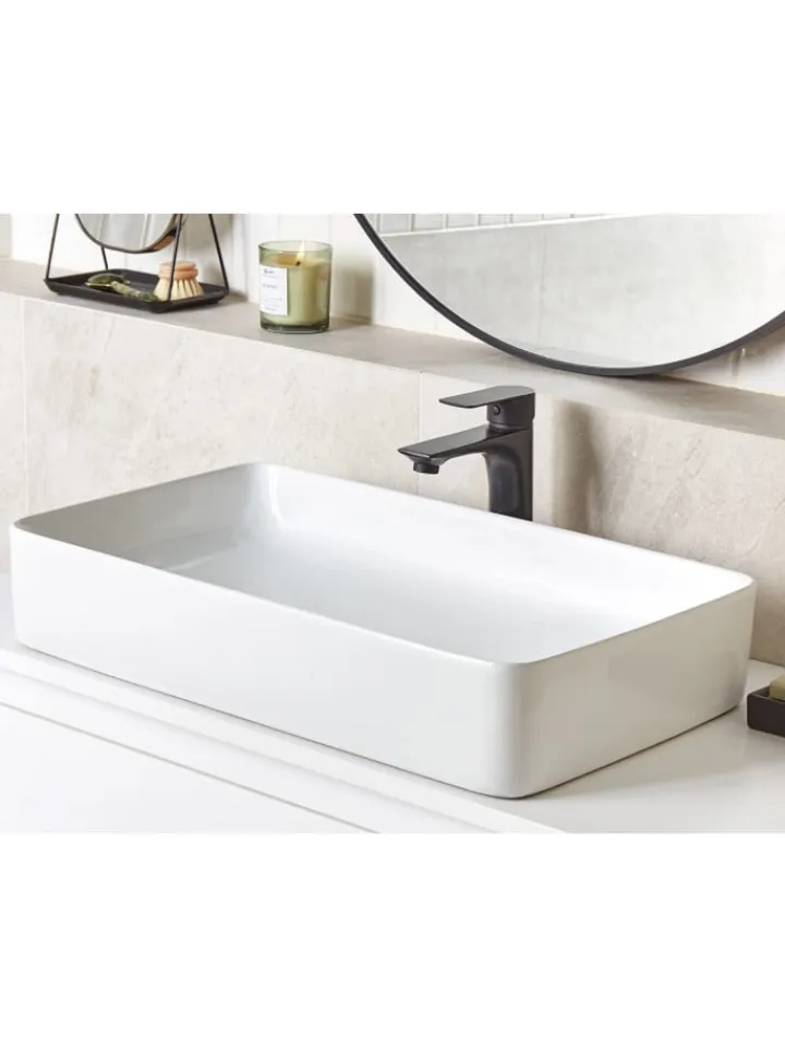 Beliani Badarmaturen<Waschbecken ULUA in Weiß - (W) 61 x (H) 11 x (L) 35 cm
