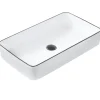 Beliani Badarmaturen<Waschbecken XERT in Weiß/Schwarz - (W) 61 x (H) 11 x (L) 35 cm