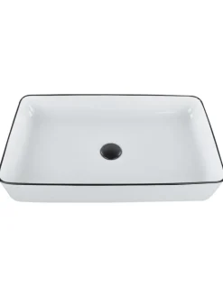 Beliani Badarmaturen<Waschbecken XERT in Weiß/Schwarz - (W) 61 x (H) 11 x (L) 35 cm