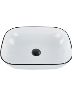 Beliani Badarmaturen<Waschbecken XERT in Weiß/Schwarz - (W) 46 x (H) 14 x (L) 33 cm