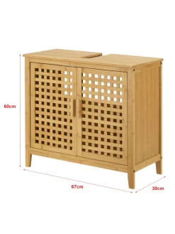 en.casa Badmöbel<Waschbeckenschrank Ingmarsö in Beige (H)60cm (B)67cm (T)30cm