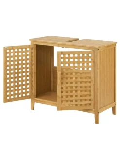 en.casa Badmöbel<Waschbeckenschrank Ingmarsö in Beige (H)60cm (B)67cm (T)30cm