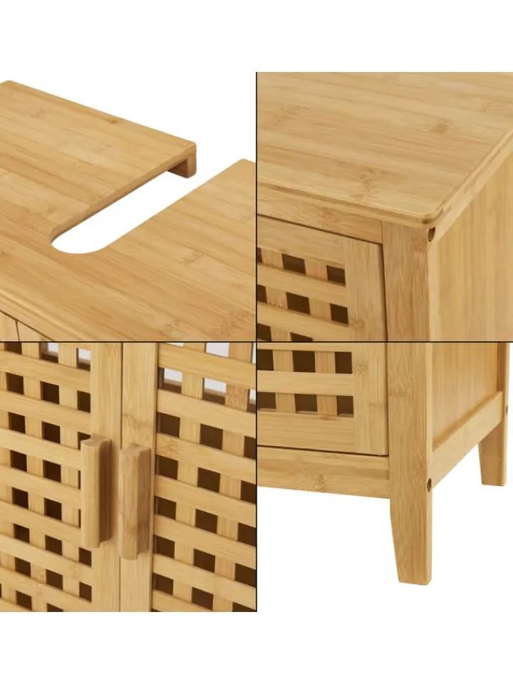 en.casa Badmöbel<Waschbeckenschrank Ingmarsö in Beige (H)60cm (B)67cm (T)30cm