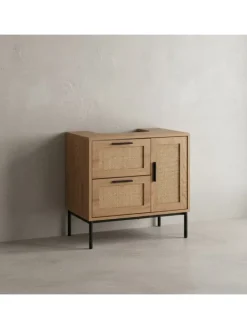KADIMA DESIGN Badmöbel|Badezimmermöbel<Waschbeckenunterschrank Eiche-Optik 60x60x40 cm mit Tür und