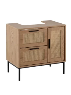 KADIMA DESIGN Badmöbel|Badezimmermöbel<Waschbeckenunterschrank Eiche-Optik 60x60x40 cm mit Tür und
