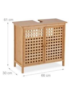 relaxdays Badmöbel<Waschbeckenunterschrank in Natur - (B)66 x (H)61 x (T)30 cm