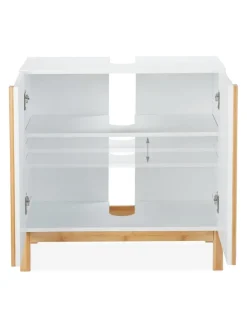 relaxdays Badmöbel|Badezimmermöbel<Waschbeckenunterschrank in Weiß/Natur - (B)60 x (H)60,5 x (T)30,5 cm