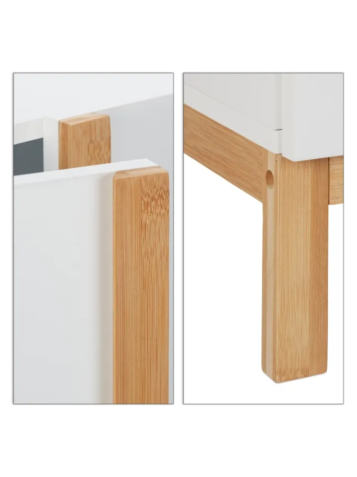 relaxdays Badmöbel|Badezimmermöbel<Waschbeckenunterschrank in Weiß/Natur - (B)60 x (H)60,5 x (T)30,5 cm