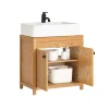 SoBuy Badezimmermöbel<Waschbeckenunterschrank in Natur - (B)60 x (H)60 x (T)35cm