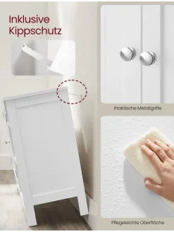 Songmics Badmöbel|Badezimmermöbel<Waschbeckenunterschrank in Weiß - (B)90 x (H)60 x (T)30 cm