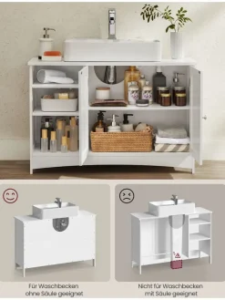 Songmics Badmöbel|Badezimmermöbel<Waschbeckenunterschrank in Weiß - (B)90 x (H)60 x (T)30 cm