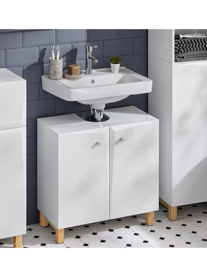 SoBuy Badmöbel<Waschbeckenunterschrank in Weiß - (B)60 x (H)60 x (T)30cm