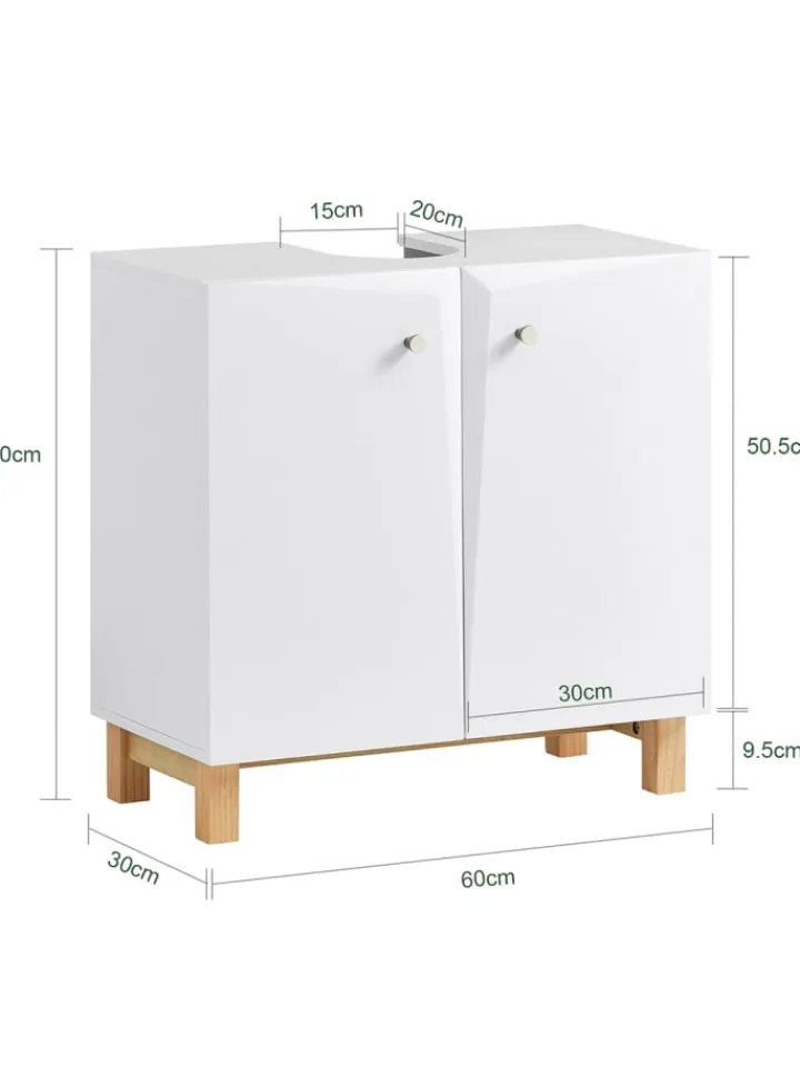 SoBuy Badmöbel<Waschbeckenunterschrank in Weiß - (B)60 x (H)60 x (T)30cm