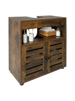 relaxdays Badezimmermöbel|Badmöbel<Waschbeckenunterschrank in Braun - (B)60 x (H)63 x (T)30 cm