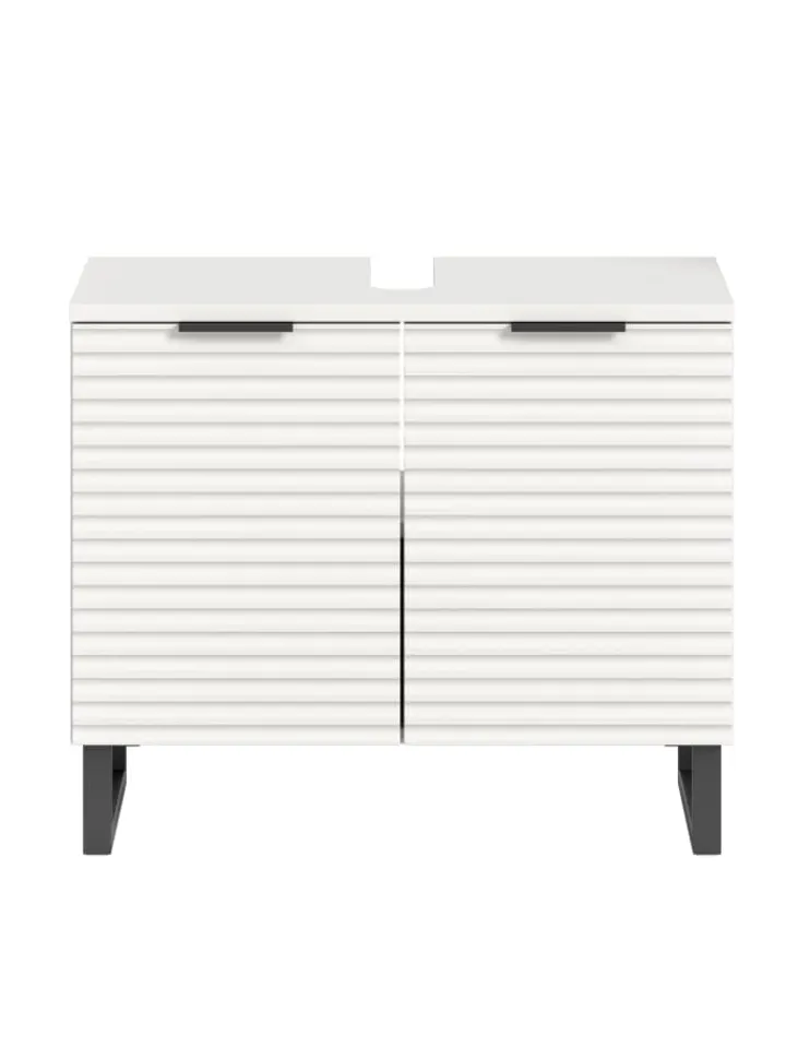 xonox.home Badmöbel<Waschbeckenunterschrank in weiß/weiß - (B) 70 x (H) 59 x (T) 34