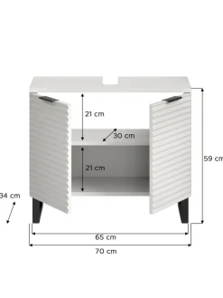 xonox.home Badmöbel<Waschbeckenunterschrank in weiß/weiß - (B) 70 x (H) 59 x (T) 34