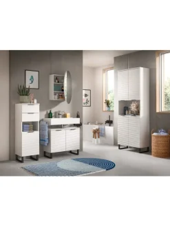 xonox.home Badmöbel<Waschbeckenunterschrank in weiß/weiß - (B) 70 x (H) 59 x (T) 34